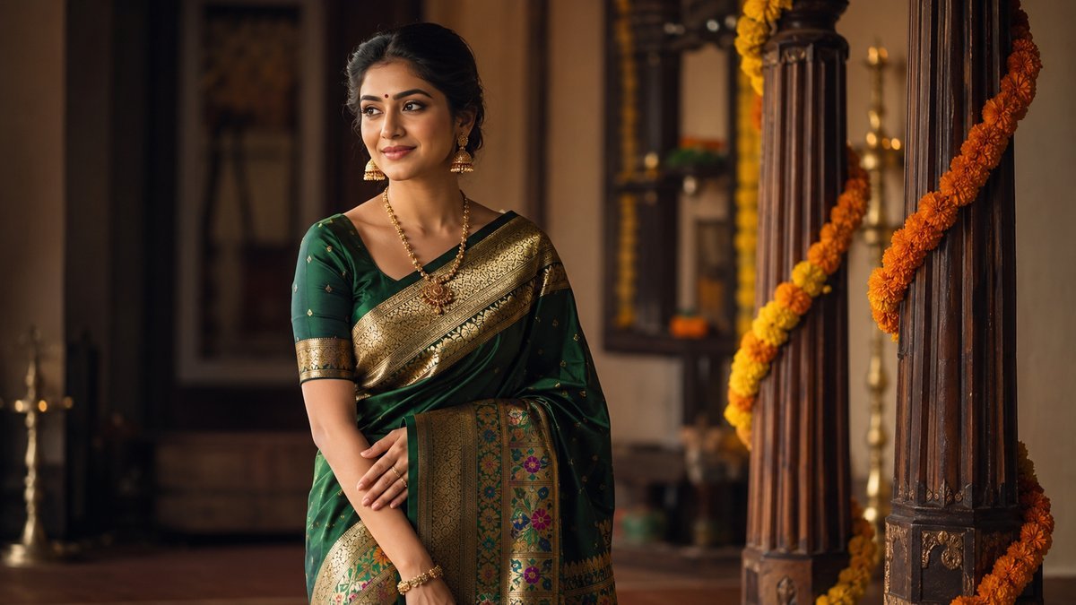 Ganesh Chaturthi festive outfit designed for a woman in Pune