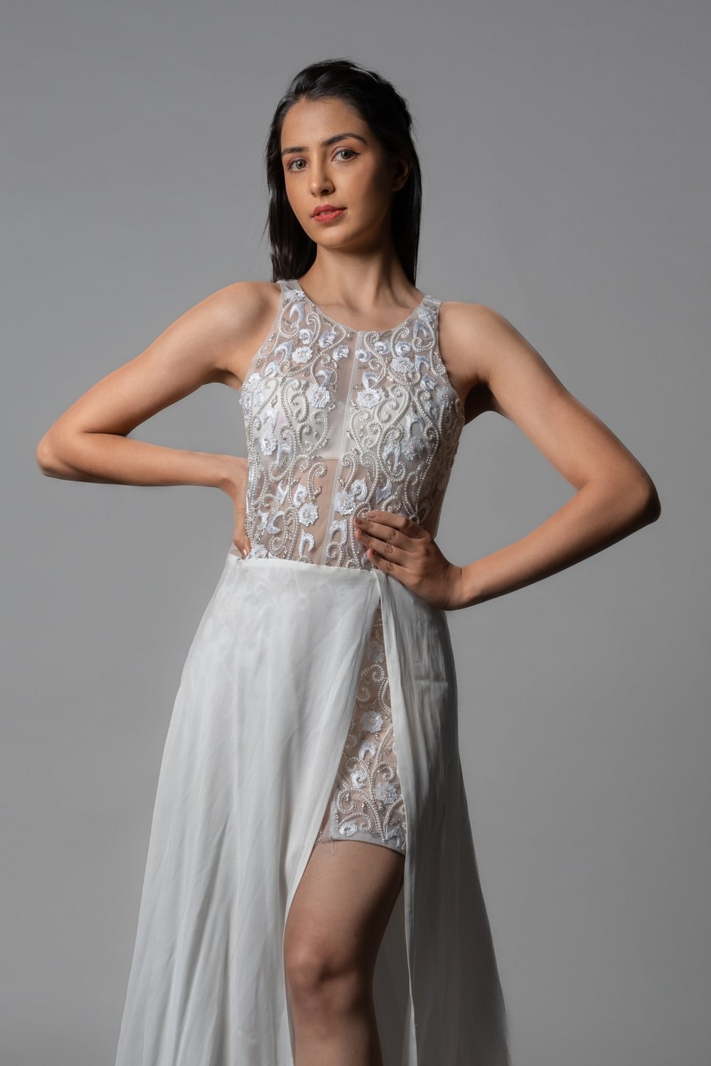 Bodycon Flared Slit Gown — gowns