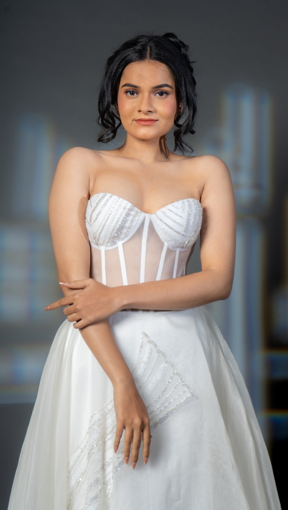 The Corset Tube Flaired Gown, back view