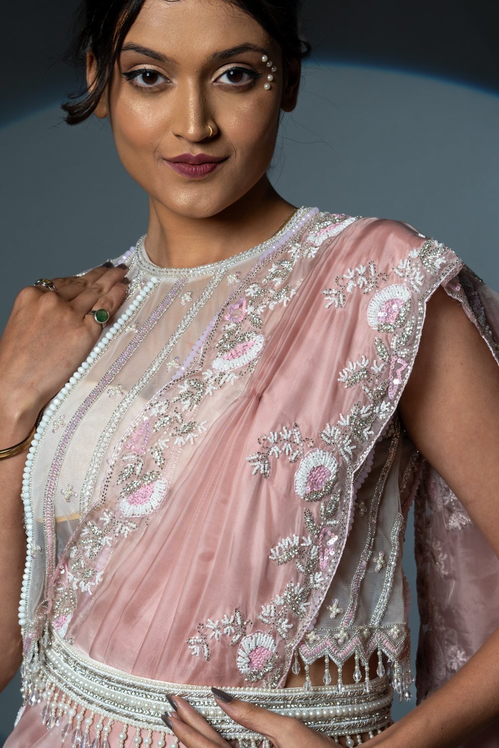 Delicate Pink Saree, side view