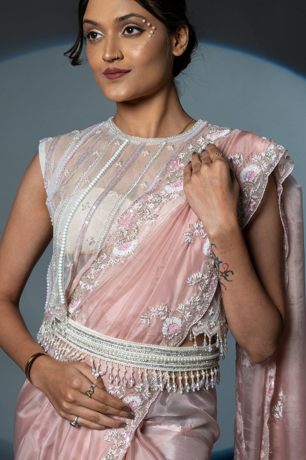 Delicate Pink Saree, back view