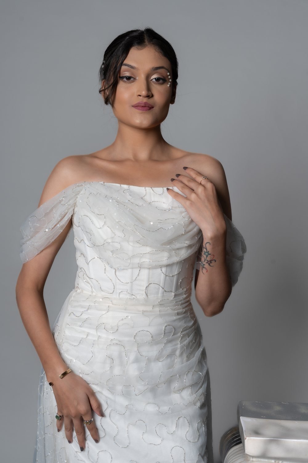 Flaired Drop Shoulder Net Gown — gowns