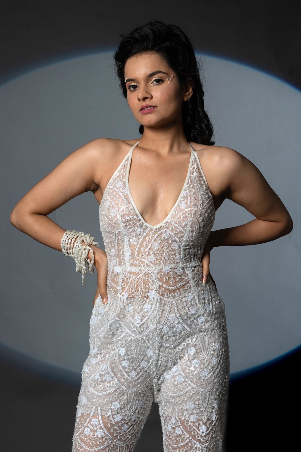 Halter Sheer Jumpsuit, side view