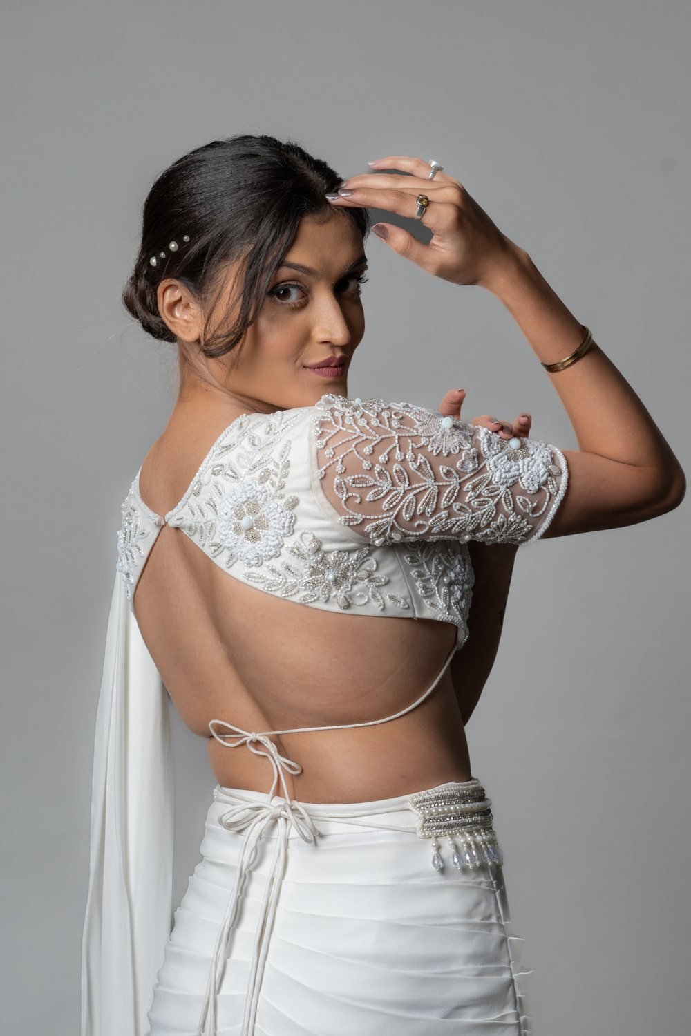 Pre Pleated Classy Saree, back view