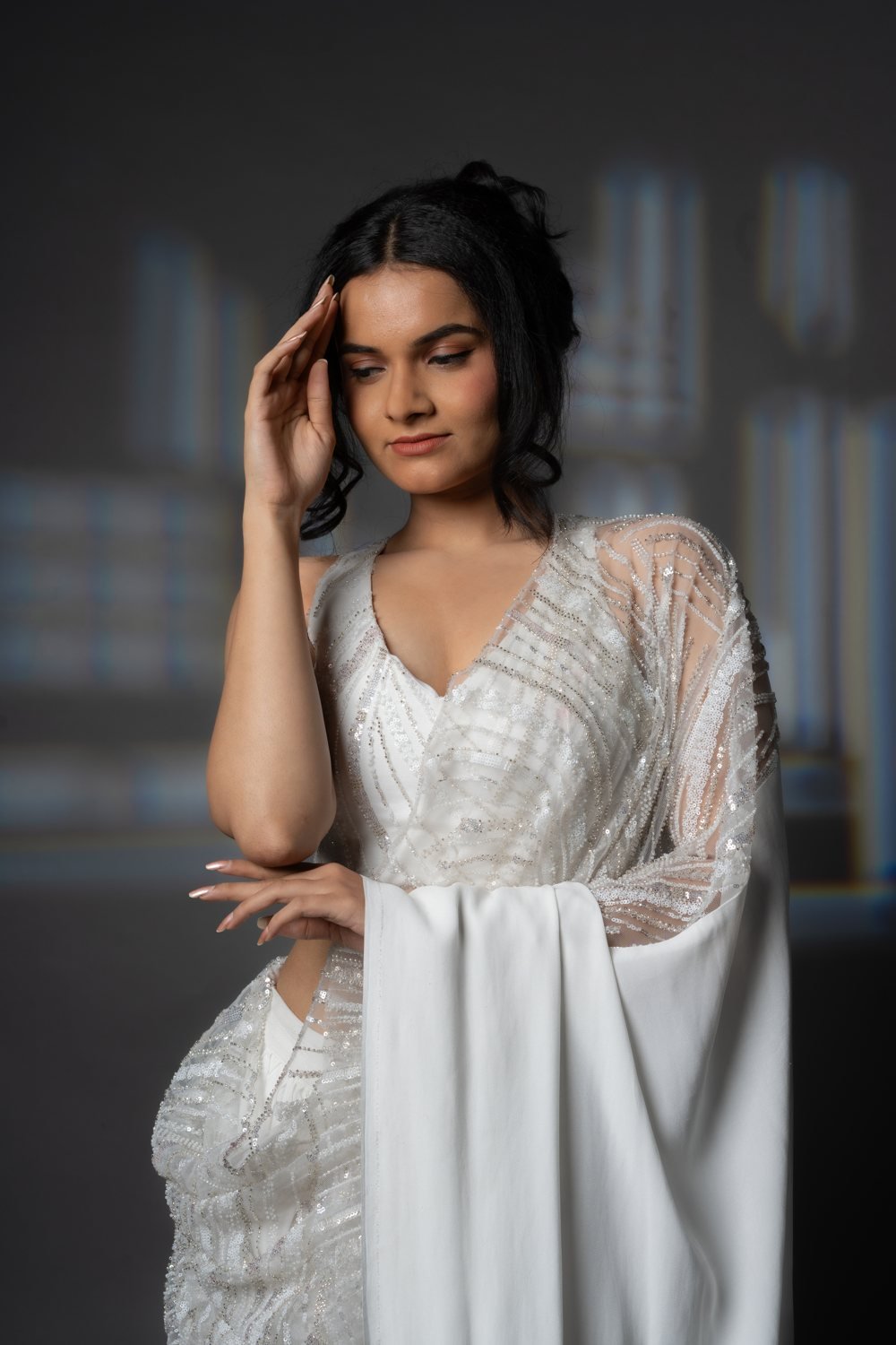 Pre Pleated Handworked Saree, back view