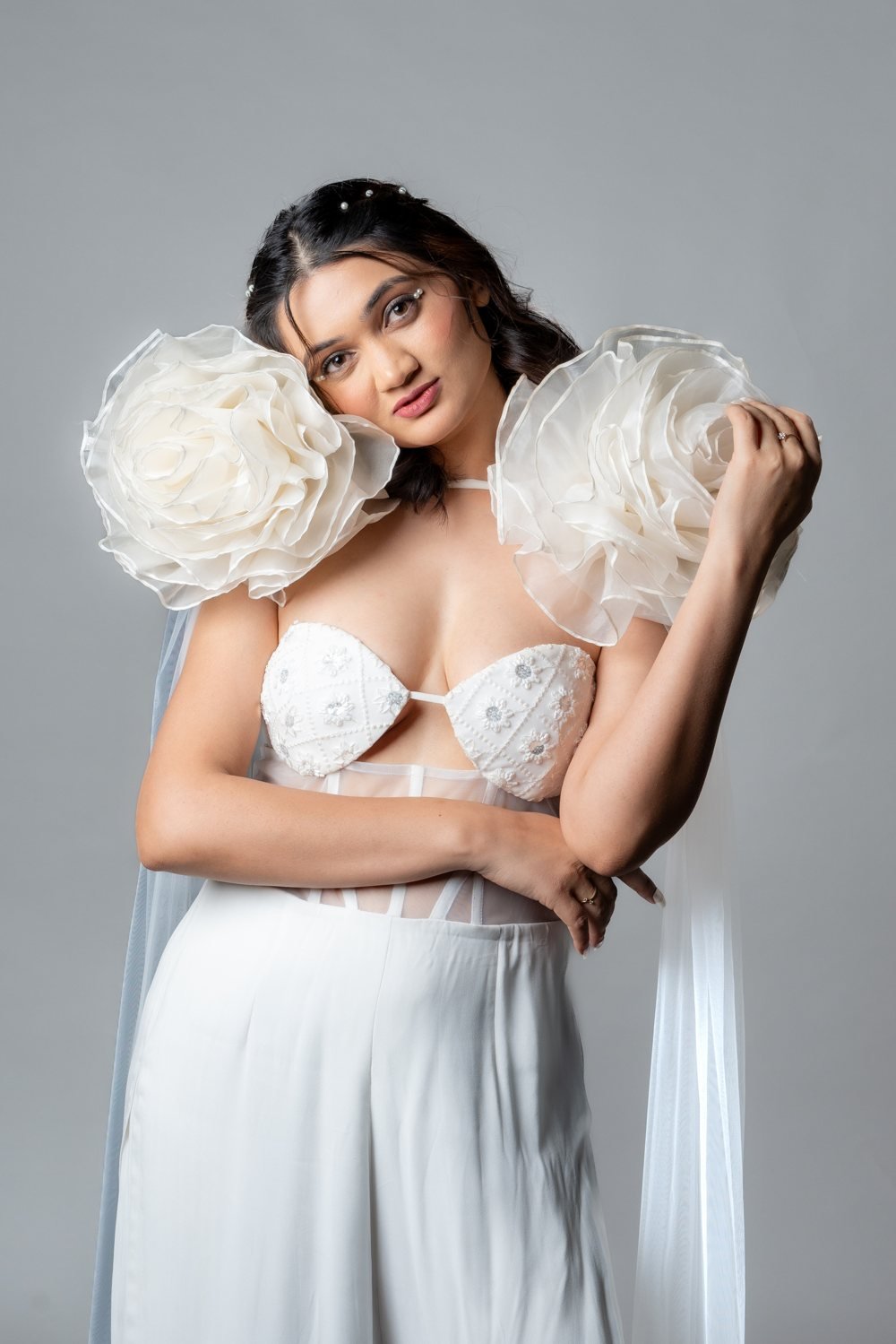Shoulder Flower Jumpsuit, side view