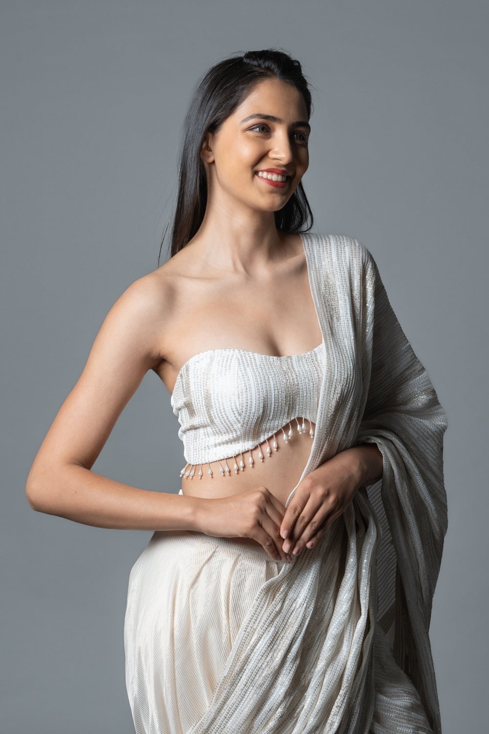 Skirt Saree with Sequins Palla, side view